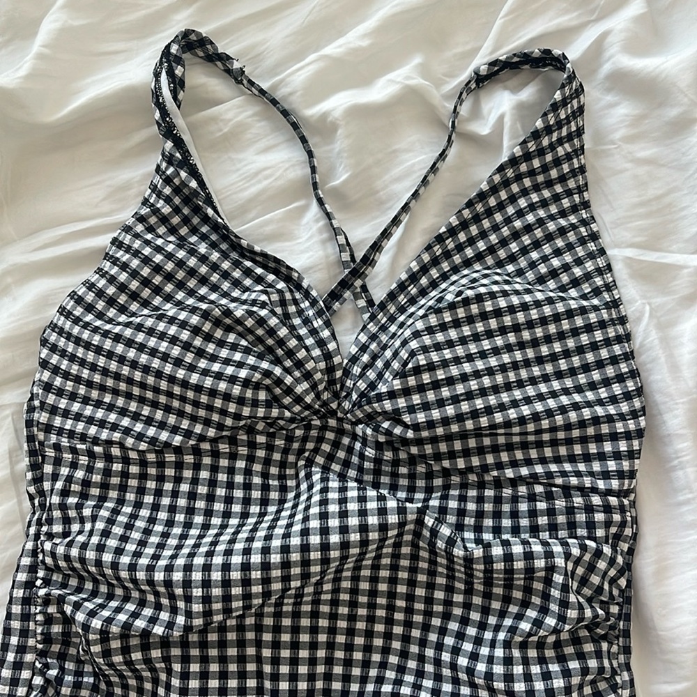 Aerie Black and White Gingham One Piece Swimsuit